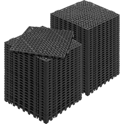 Modular Interlocking Kudde, 55 Pack 30 x 30 cm Skarvning Dräneringsmattor, Mjuk PVC Interlocking Dräneringsgolvplattor, Halkfria dräneringshål för toalett, badrum, kök, pool, vått, svart