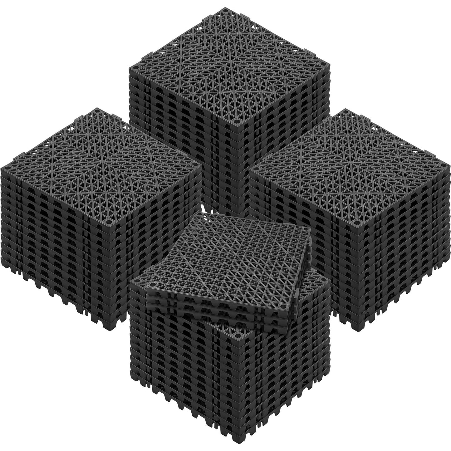 Modular Interlocking Kudde, 55 Pack 30 x 30 cm Skarvning Dräneringsmattor, Mjuk PVC Interlocking Dräneringsgolvplattor, Halkfria dräneringshål för toalett, badrum, kök, pool, vått, svart