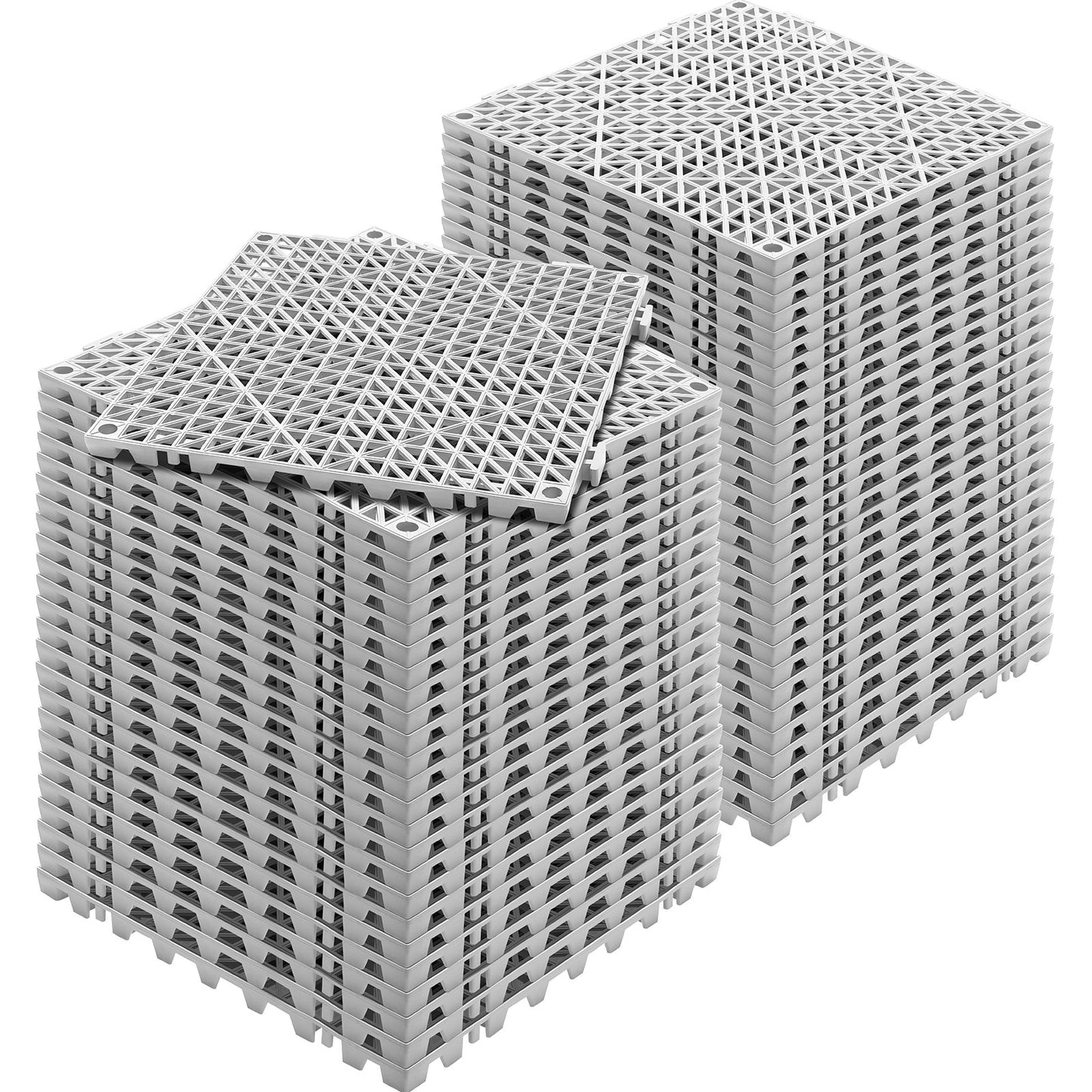Modular Interlocking Kudde, 55 Pack 30 x 30 cm Skarvning Dräneringsmattor, Mjuk PVC Interlocking Dräneringsgolvplattor, Halkfria dräneringshål för toalett, badrum, kök, pool, våtområde, grått