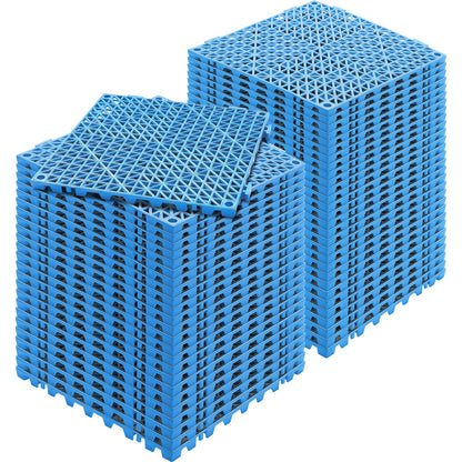 Modular Interlocking Pad, 55 Pack 30 x 30 cm Splice Drainage Mats, Soft PVC Interlocking Drainage Floor Tiles, Non-Slip Drainage Holes for Toilet, Bathroom, Kitchen, Pool, Wet Area, Blue