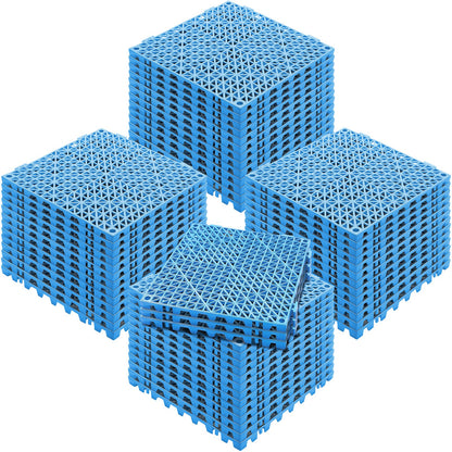 Modular Interlocking Pad, 55 Pack 30 x 30 cm Splice Drainage Mats, Soft PVC Interlocking Drainage Floor Tiles, Non-Slip Drainage Holes for Toilet, Bathroom, Kitchen, Pool, Wet Area, Blue