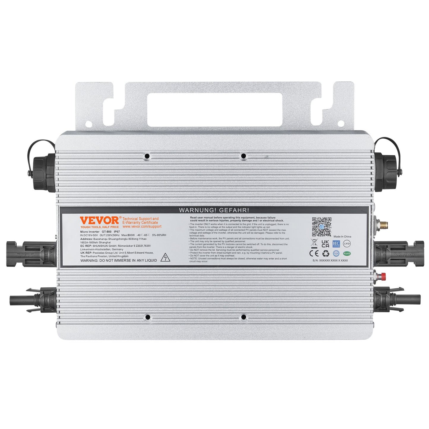 Solar Grid Tie Micro Inverter 800W Vattentät IP67, Solar Micro Inverter Fjärrövervakning via App och WIFI