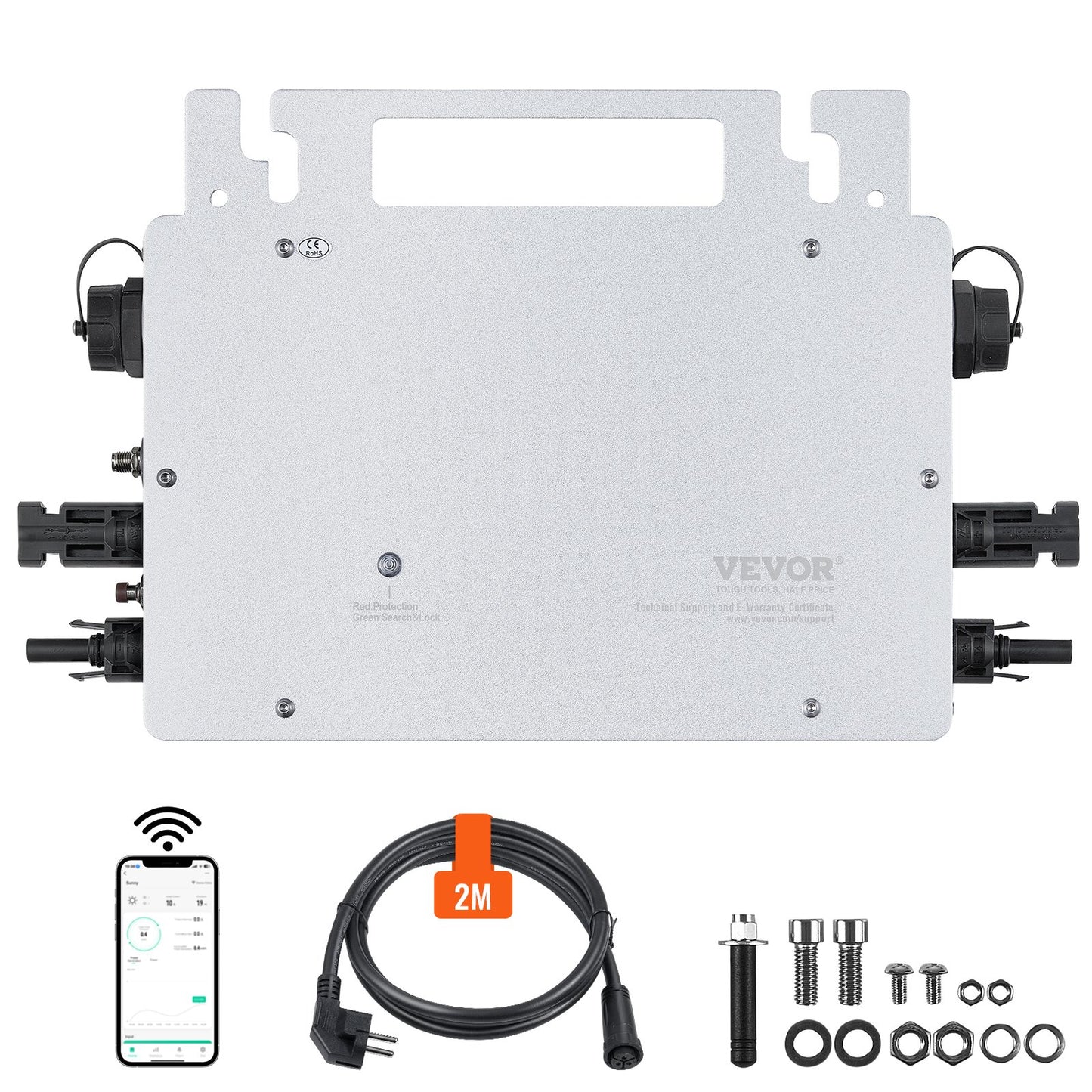 Solar Grid Tie Micro Inverter 600W Vattentät IP67, Solar Micro Inverter Fjärrövervakning via App och WIFI