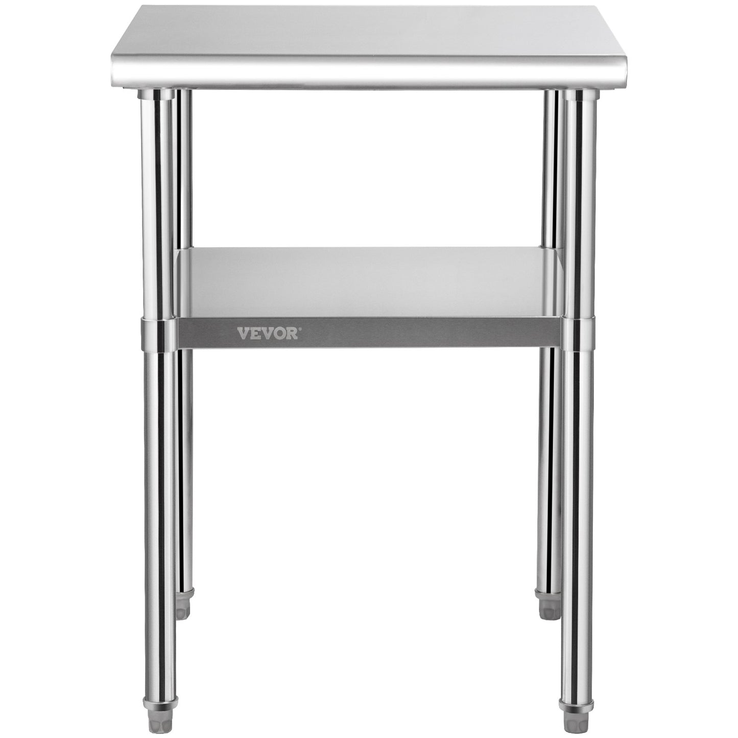 Förberedningsbord i rostfritt stål, 24 x 24 x 36 tum, 600 lbs Lastkapacitet Heavy Duty metallarbetsbord med justerbar underhylla och universella hjul, kommersiell arbetsstation för köksgarage
