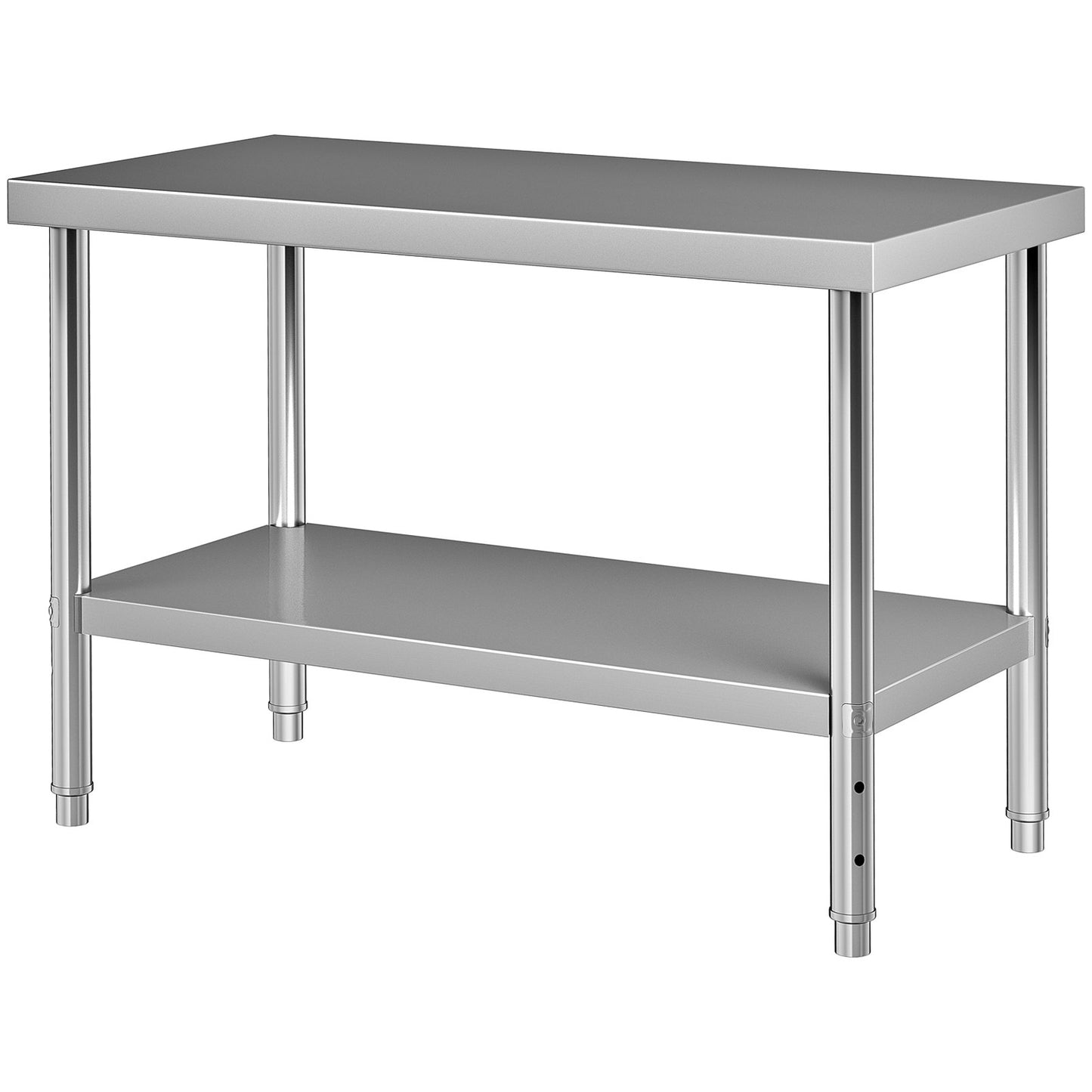 Förberedningsbord i rostfritt stål, 48 x 24 x 34 tum, 550 lbs Lastkapacitet Tungt arbetsbord i metall med justerbar underhylla, kommersiell arbetsstation för kök Restaurang Garage Bakgård