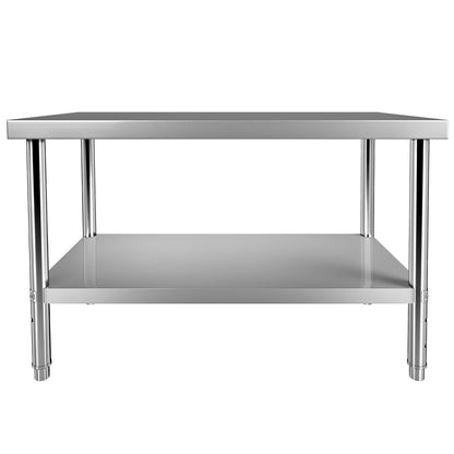 Förberedningsbord i rostfritt stål, 48 x 24 x 34 tum, 550 lbs Lastkapacitet Tungt arbetsbord i metall med justerbar underhylla, kommersiell arbetsstation för kök Restaurang Garage Bakgård