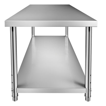 Förberedelsebord i rostfritt stål, 72 x 30 x 34 tum, 550 lbs Lastkapacitet Tungt arbetsbord i metall med justerbar underhylla, kommersiell arbetsstation för kök Restaurang Garage Bakgård