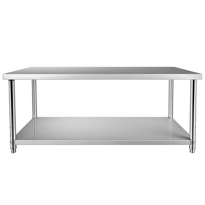 Förberedelsebord i rostfritt stål, 72 x 30 x 34 tum, 550 lbs Lastkapacitet Tungt arbetsbord i metall med justerbar underhylla, kommersiell arbetsstation för kök Restaurang Garage Bakgård