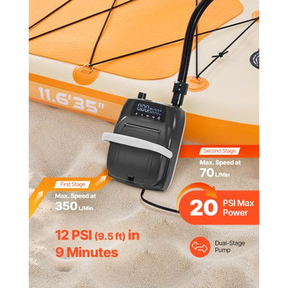 Paddleboardpump 20PSI SUP-luftpump med automatisk avstängning för uppblåsbara båtar