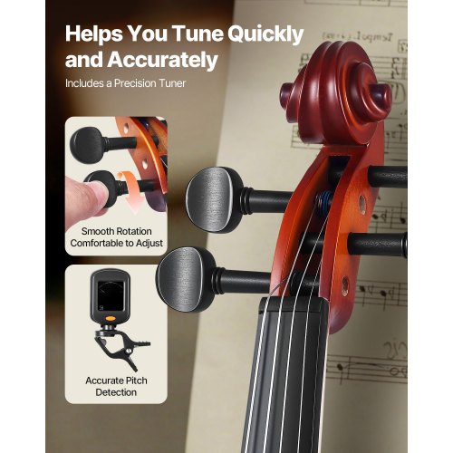 Violin set 355 mm for beginners with case in brown raisin | EU