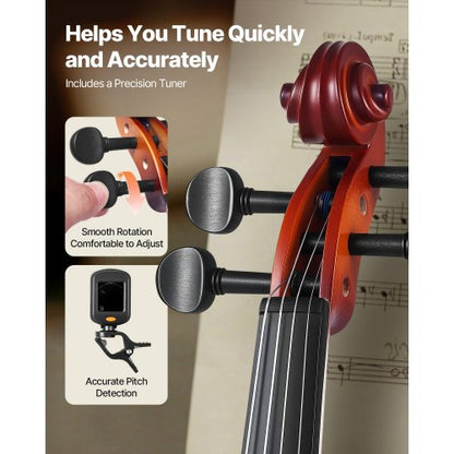 Violin set 355 mm for beginners with case in brown raisin | EU