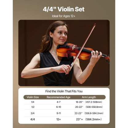 Violin set 355 mm for beginners with case in brown raisin | EU