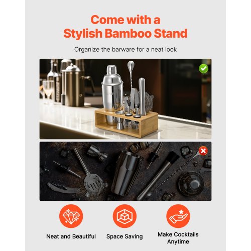 Cocktailshakerset 10 delar bartenderkit rostfritt stål barverktyg silver |  EU