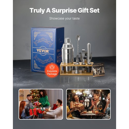 Cocktailshakerset 10 delar bartenderkit rostfritt stål barverktyg silver |  EU