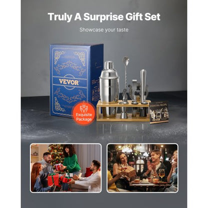 Cocktailshakerset 10 delar bartenderkit rostfritt stål barverktyg silver |  EU