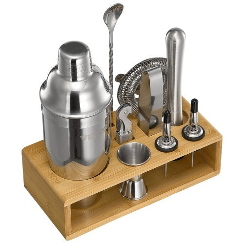 Cocktailshakerset 10 delar bartenderkit rostfritt stål barverktyg silver |  EU