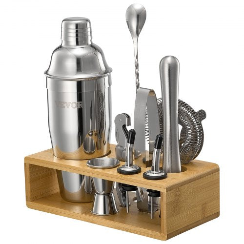 Cocktailshakerset 10 delar bartenderkit rostfritt stål barverktyg silver |  EU