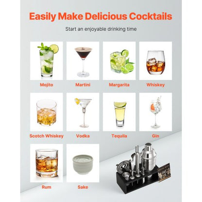 Cocktailshakerset 13 delar barverktyg rostfritt stål bartenderkit silver |  EU