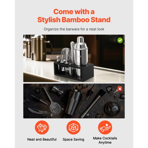 Cocktailshakerset 13 delar barverktyg rostfritt stål bartenderkit silver |  EU