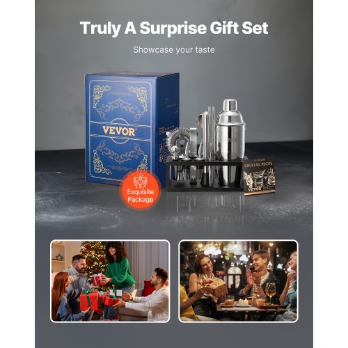 Cocktailshakerset 13 delar barverktyg rostfritt stål bartenderkit silver |  EU