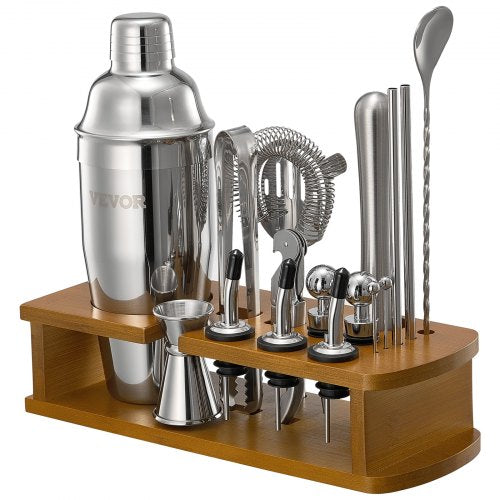 Cocktail Shaker Set 18 Pieces Bartender Kit Stainless Steel Bar Tools Silver | EU