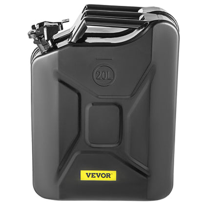 Jerry bränsledunk, 5,3 gallon / 20 L bärbar jerry bensindunk med flexibelt pipsystem, rostsäker & värmebeständig bränsletank i stål för bilar Lastbilsutrustning, svart