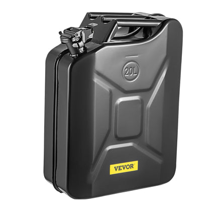 Jerry bränsledunk, 5,3 gallon / 20 L bärbar jerry bensindunk med flexibelt pipsystem, rostsäker & värmebeständig bränsletank i stål för bilar Lastbilsutrustning, svart