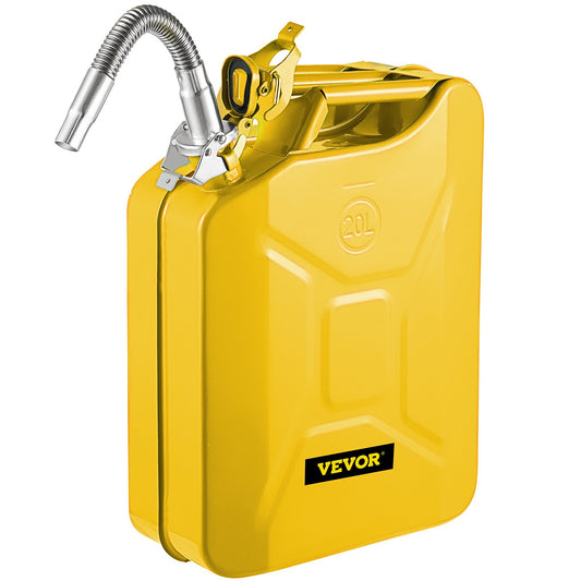 Jerry bränslekanna, 5,3 gallon / 20 L bärbar jerry bensinburk med flexibelt pipsystem, rostsäker & värmebeständig bränsletank i stål för bilar Lastbilsutrustning, gul