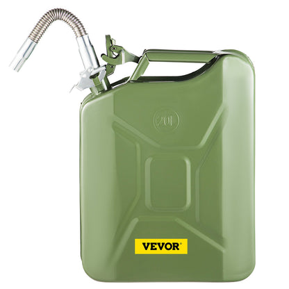 Jerry bränsledunk, 5,3 gallon / 20 L bärbar jerry gasdunk med flexibelt pipsystem, rostsäker & värmebeständig stålbränsletank för bilar Lastbilsutrustning, grön