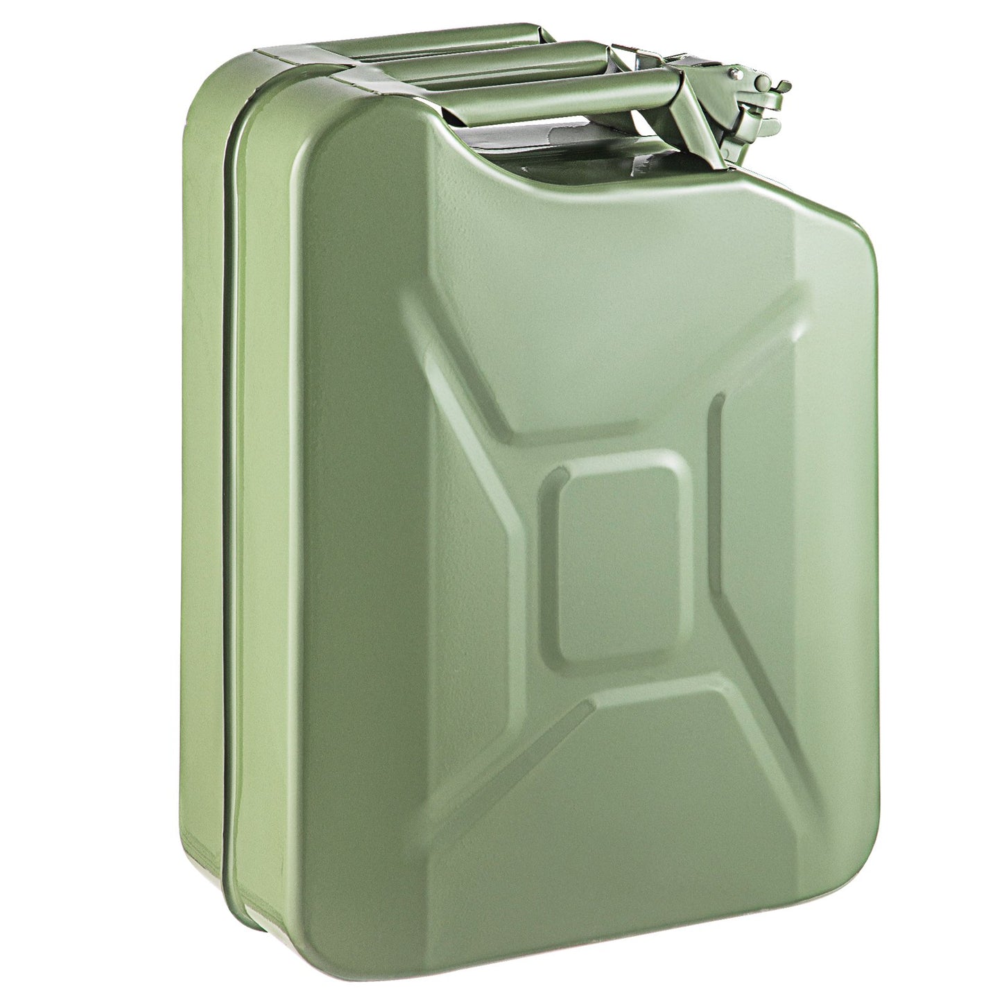 Jerry bränsledunk, 5,3 gallon / 20 L bärbar jerry gasdunk med flexibelt pipsystem, rostsäker & värmebeständig stålbränsletank för bilar Lastbilsutrustning, grön