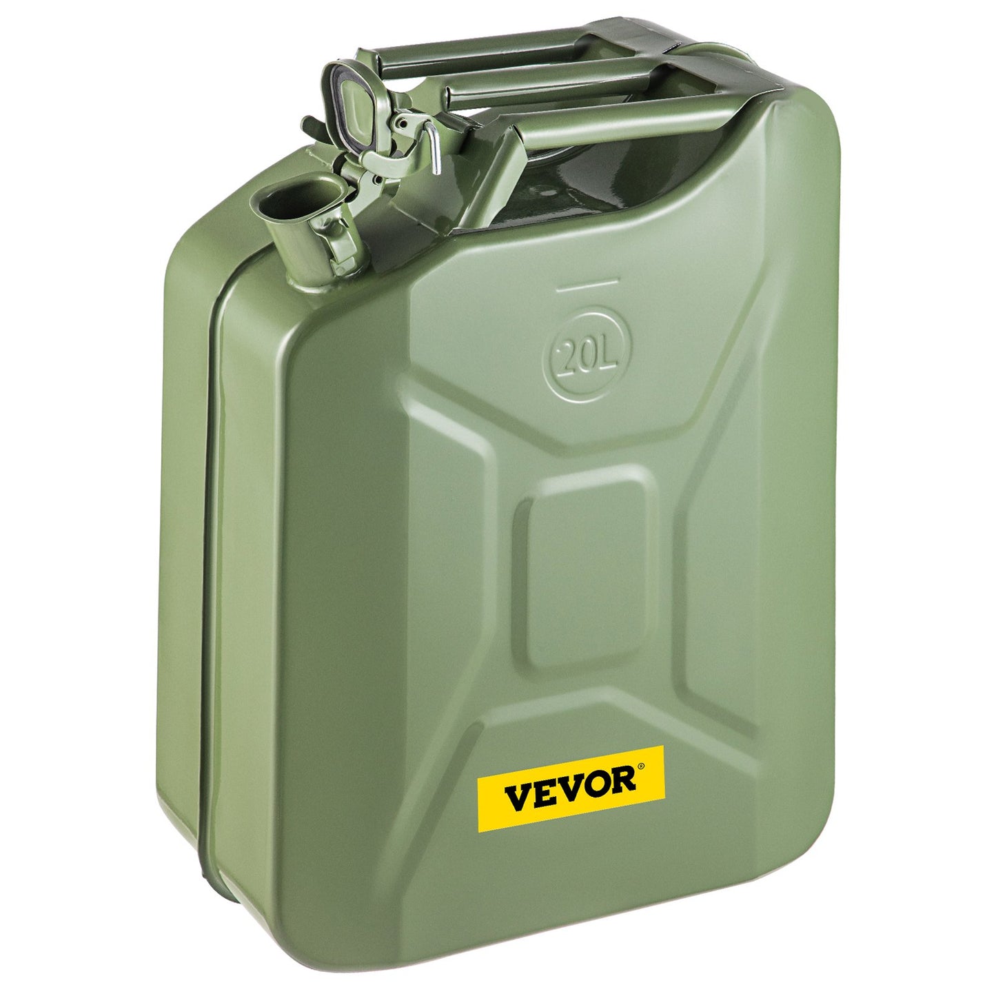 Jerry bränsledunk, 5,3 gallon / 20 L bärbar jerry gasdunk med flexibelt pipsystem, rostsäker & värmebeständig stålbränsletank för bilar Lastbilsutrustning, grön