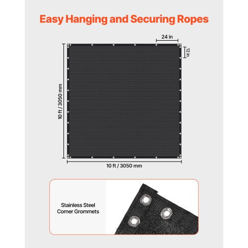 90% Sunscreen Fabric 10 x 10 Feet for Patio and Garden (Black) | EU