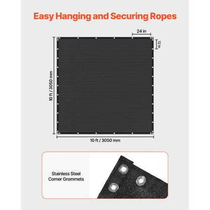 90% Sunscreen Fabric 10 x 10 Feet for Patio and Garden (Black) | EU