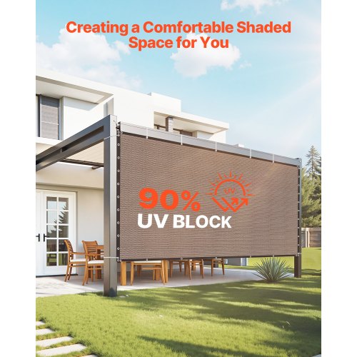 90% Sunscreen Fabric 10 x 12 Feet for Patio and Garden (Brown) | EU