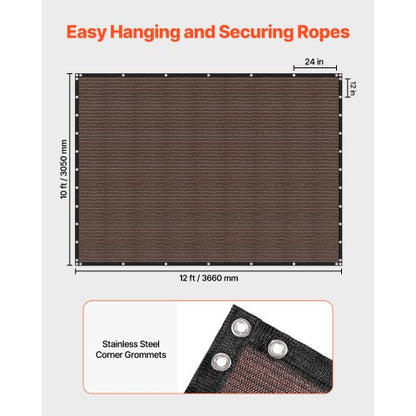 90% Sunscreen Fabric 10 x 12 Feet for Patio and Garden (Brown) | EU