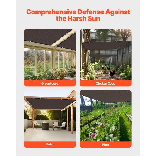 90% Sunscreen Fabric 10 x 12 Feet for Patio and Garden (Brown) | EU