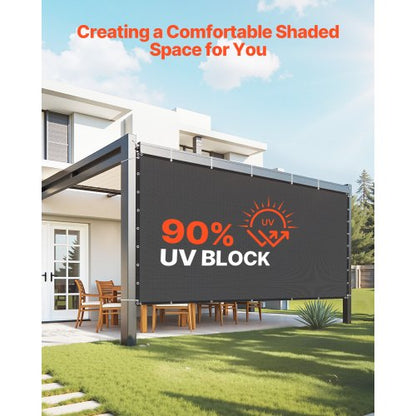 90% Sun Protection Fabric 2.4 x 3.6 m for Patio and Garden (Black) | EU