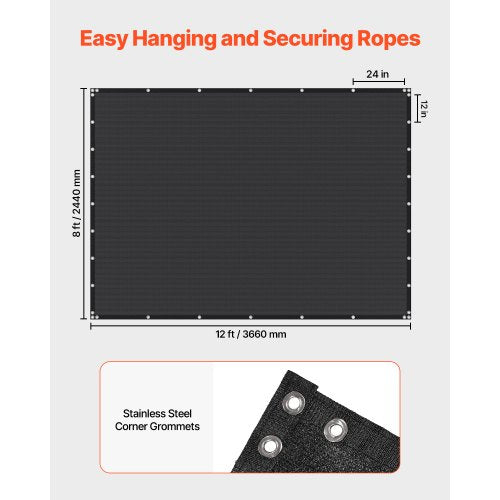 90% Sun Protection Fabric 2.4 x 3.6 m for Patio and Garden (Black) | EU