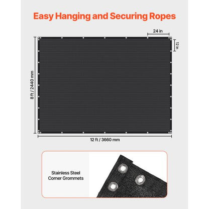 90% Sun Protection Fabric 2.4 x 3.6 m for Patio and Garden (Black) | EU