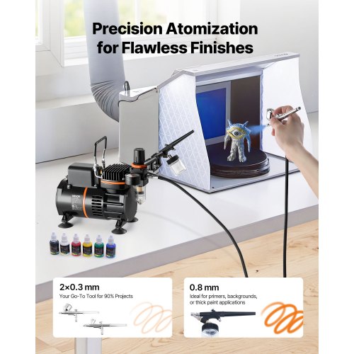 Airbrush Kit Luftborste Kit 1/6 HP Luftkompressor 3 Airbrushar 3 Munstycken 2 Fläktar |  EU