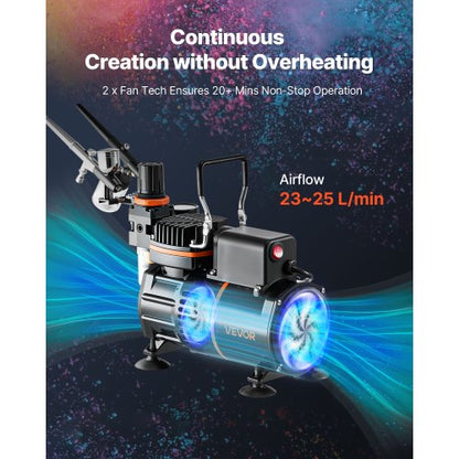 Airbrush Kit Luftborste Kit 1/6 HP Luftkompressor 3 Airbrushar 3 Munstycken 2 Fläktar |  EU