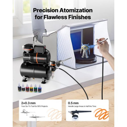 Airbrush Kit Luftborste Kit 1/6 HP Luftkompressor 3 Airbrushar 3 Munstycken Tank |  EU