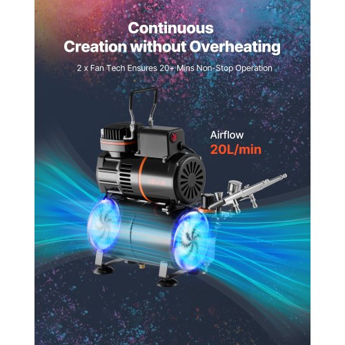 Airbrush Kit Luftborste Kit 1/6 HP Luftkompressor 3 Airbrushar 3 Munstycken Tank |  EU