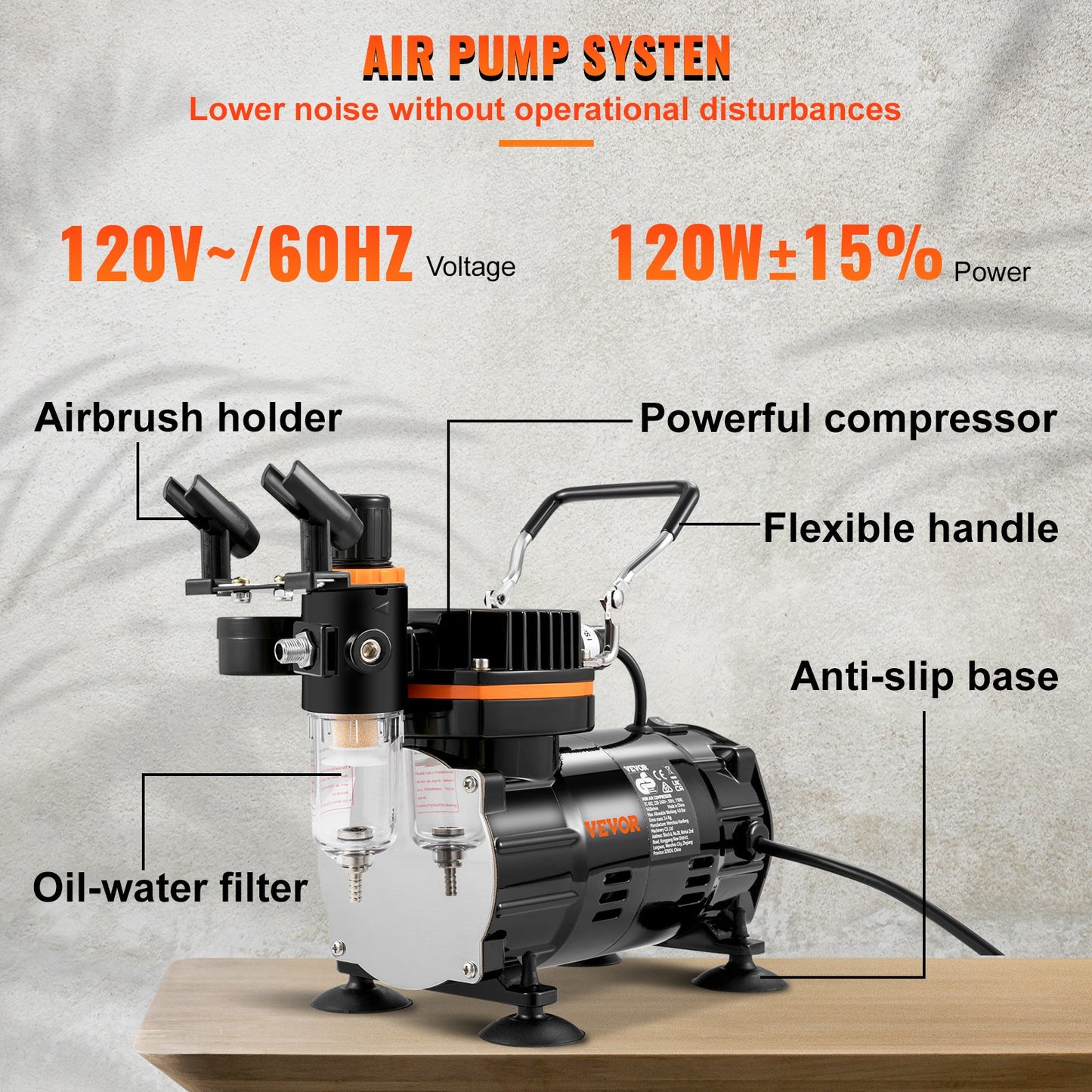 Airbrush-Kit, professionelles Airbrush-Set mit Kompressor, Airbrush-System-Kit mit Mehrzweck-Airbrushes mit Doppelwirkung und Schwerkraftzufuhr, Sprühmodell für Kunst, Nägel, Kekse, Tattoos, Make-up, Kuchendekoration