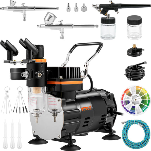 Airbrush Kit, Professionell Airbrush Set med kompressor, Airbrushing System Kit med Multi-purpose Dual-action Gravity Feed Airbrushes, Art Nail Cookie Tattoo Makeup Cake Decorating Spray Model