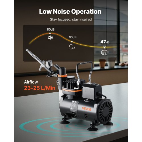 Airbrush Kit Luftborste Kit 1/6 HP Luftkompressor 1 Airbrush 3 Munstycken Slang |  EU