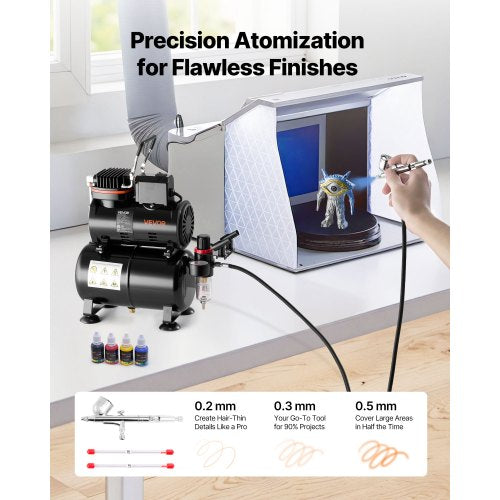 Airbrush-kit Luftborste-kit 1/6 hk luftkompressortank 1 airbrush 3 munstycken |  EU