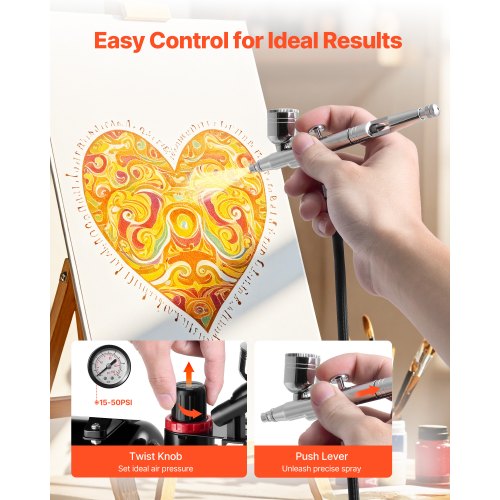 Airbrush-kit Luftborste-kit 1/6 hk luftkompressortank 1 airbrush 3 munstycken |  EU