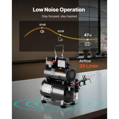 Airbrush-kit Luftborste-kit 1/6 hk luftkompressortank 1 airbrush 3 munstycken |  EU