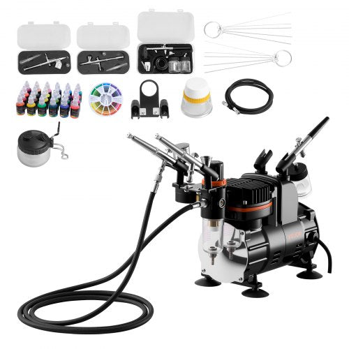Airbrush Kit Airbrush Kit 1/6 HP Luftkompressor 3 Airbrushar 3 Munstycken Färg |  EU